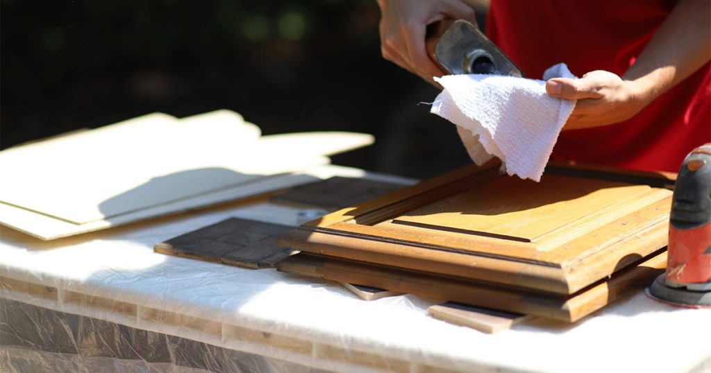 Refinishing kitchen cabinets outside