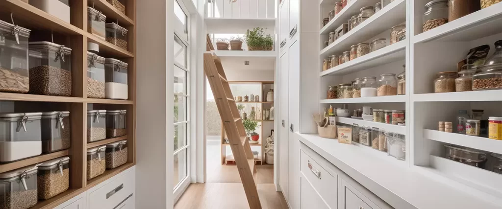 home storage area organize management home interior design pantry shelf and storage for store food and stuff in kitchen home