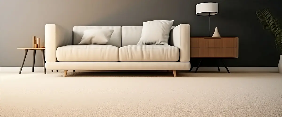 Living room with cozy beige carpet on floor